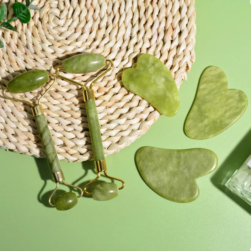 Natural Jade Roller & Gua Sha Set