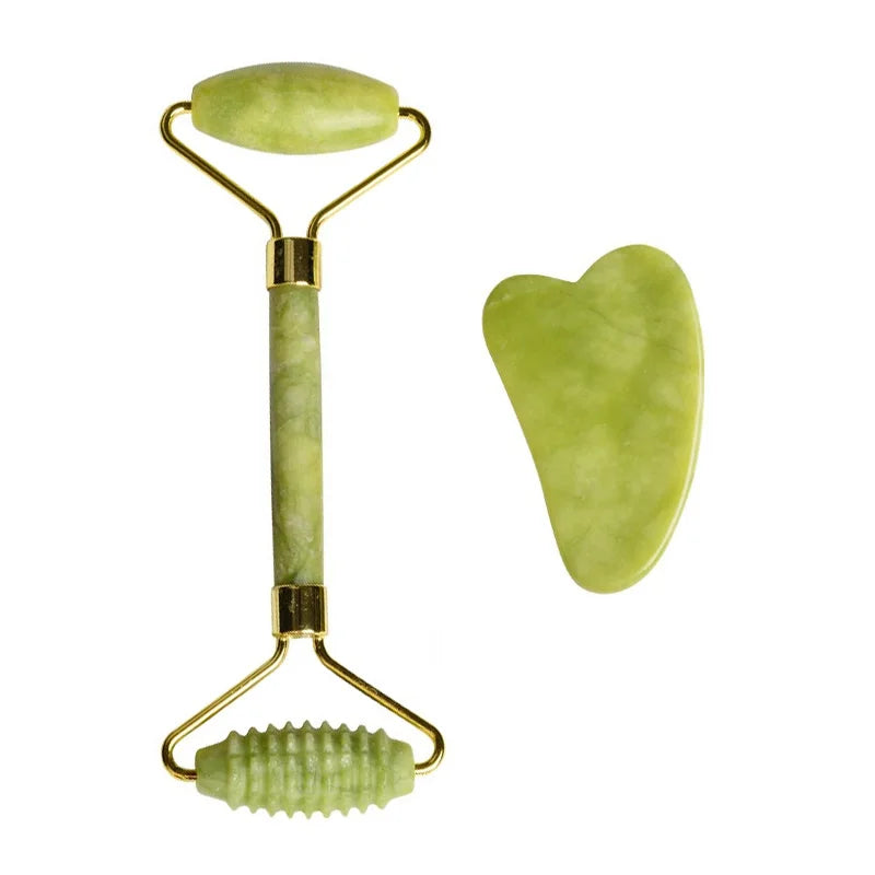 Natural Jade Roller & Gua Sha Set