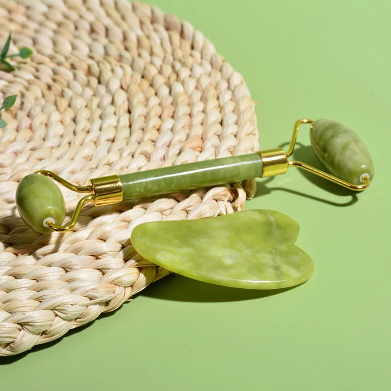 Natural Jade Roller & Gua Sha Set